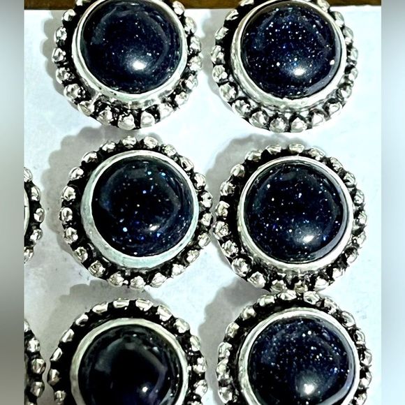 Blue Sandstone Silver post studs - Picture 1 of 1